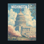 Washington DC Capitol Travel Art Vintage Postcard<br><div class="desc">Washington,  DC retro vector travel design. Washington,  DC,  the capital of the United States,  is filled with iconic landmarks,  world-class museums,  and rich historical significance.</div>