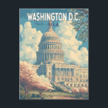 Washington DC Capitol Travel Art Vintage Postcard<br><div class="desc">Washington,  DC retro vector travel design. Washington,  DC,  the capital of the United States,  is filled with iconic landmarks,  world-class museums,  and rich historical significance.</div>