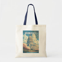 Washington DC Capitol Travel Art Vintage