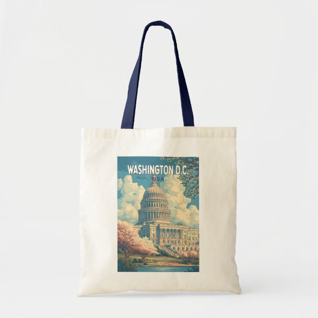 Washington DC Capitol Travel Art Vintage Tote Bag (Front)
