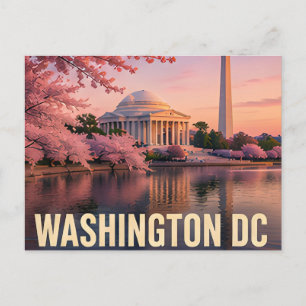 Washington DC Cherry Blossoms Monument Travel Gift Postcard