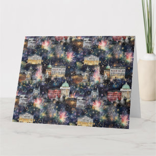 Washington DC Christmas & New Year's Watercolors Card