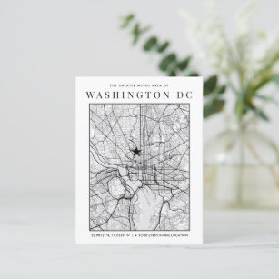 Washington, DC. City Map + Location Marker Postcard