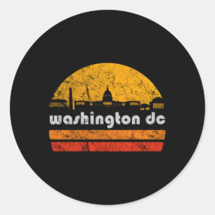 Washington Dc City Skyline Weathered Classic Round Sticker