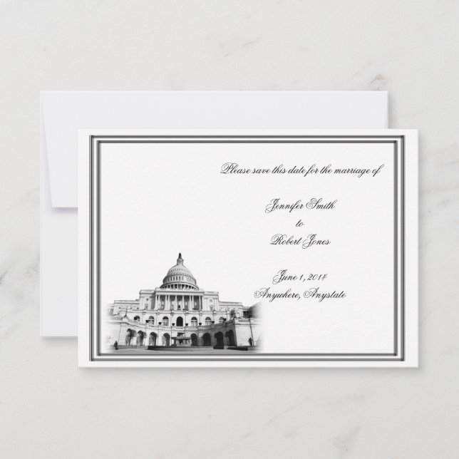 Washington DC Destination Wedding Save the Date (Front)