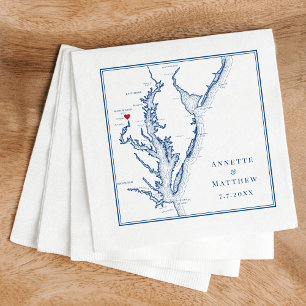 Washington DC Elegant Navy Blue Map Wedding Napkin