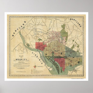 Washington DC Environs Map by Silversparre 1887 Poster