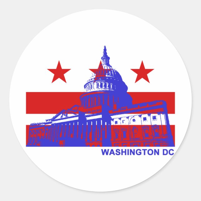 Washington DC Flag Classic Round Sticker (Front)