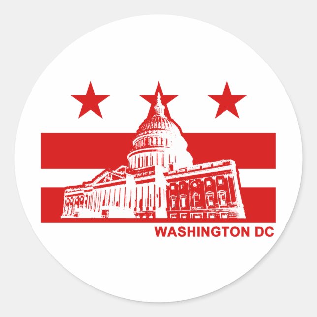 Washington DC Flag Classic Round Sticker (Front)