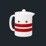 Washington DC Flag Teapot<br><div class="desc">Craft your tea experience with the distinctive teapot featuring the flag of Washington, D.C.! Crafted with attention to detail, this teapot is more than just a vessel; it's a celebration of Washington, D.C.'s unique identity. The design proudly showcases the iconic flag of Washington, D.C., featuring three red stars above two...</div>