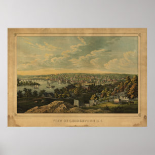 Washington DC Georgetown Antique Panoramic Map Poster