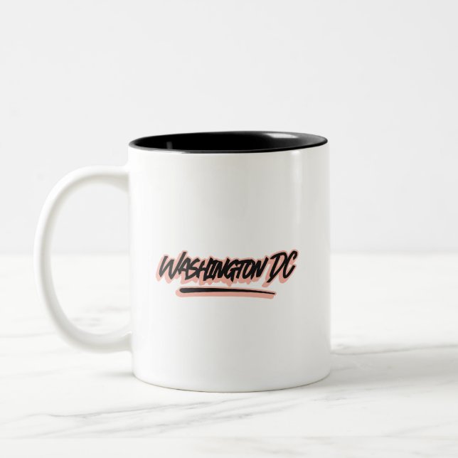 Washington DC Graffiti Style  Two-Tone Coffee Mug (Left)