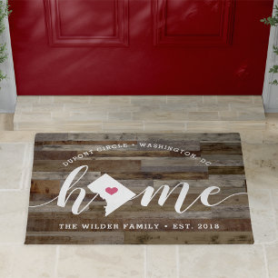 Washington DC Home Town Personalised Wood Look Doormat