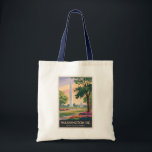 Washington DC Illustration Travel Art Vintage Tote Bag<br><div class="desc">Washington,  DC retro vector travel design. Washington,  DC,  the capital of the United States,  is filled with iconic landmarks,  world-class museums,  and rich historical significance.</div>