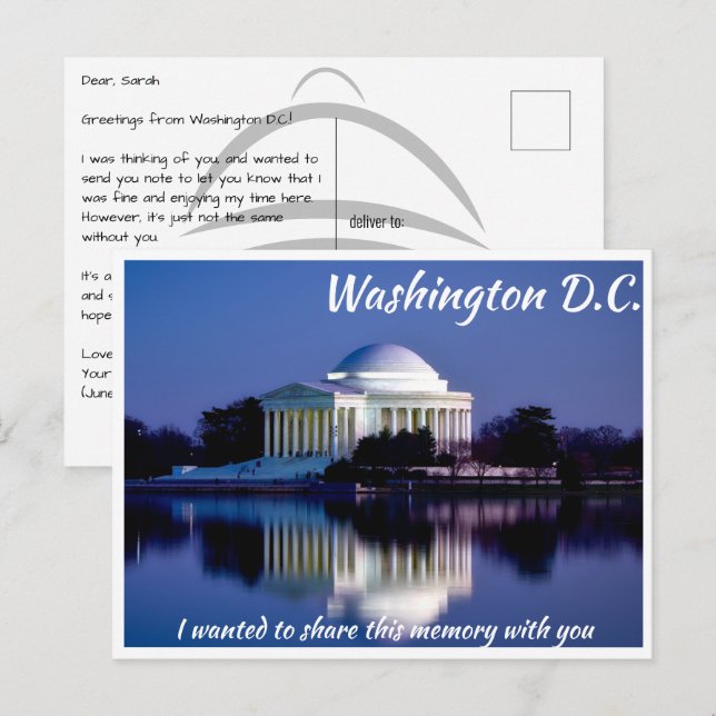 Washington DC Jefferson Memorial at Dusk Postcard (Front/Back)