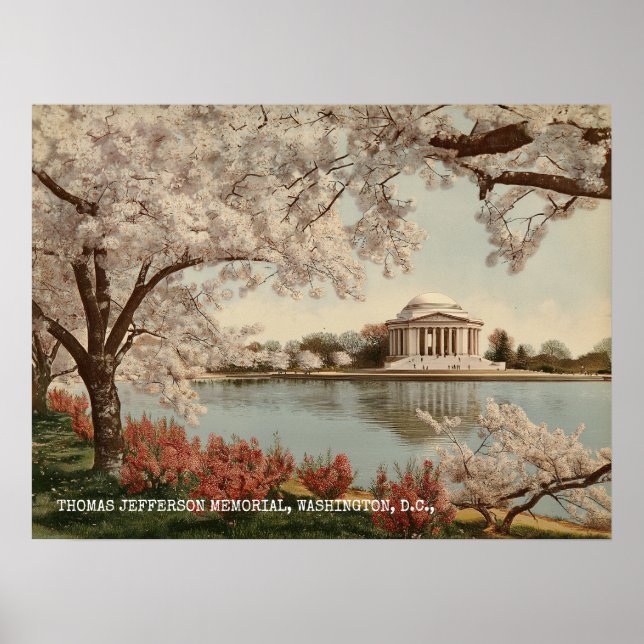 Washington DC Jefferson Memorial Vintage Travel Poster (Front)