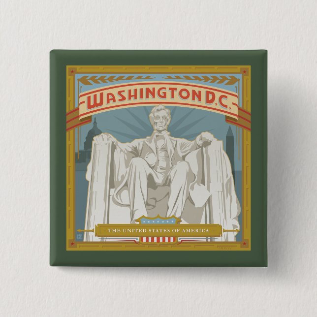 Washington DC | Lincoln Memorial 15 Cm Square Badge (Front)