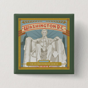 Washington DC   Lincoln Memorial 15 Cm Square Badge