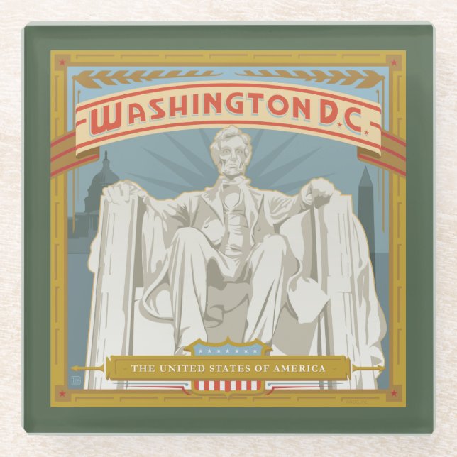 Washington DC | Lincoln Memorial Glass Coaster (Front)