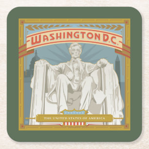 Washington DC   Lincoln Memorial Square Paper Coaster