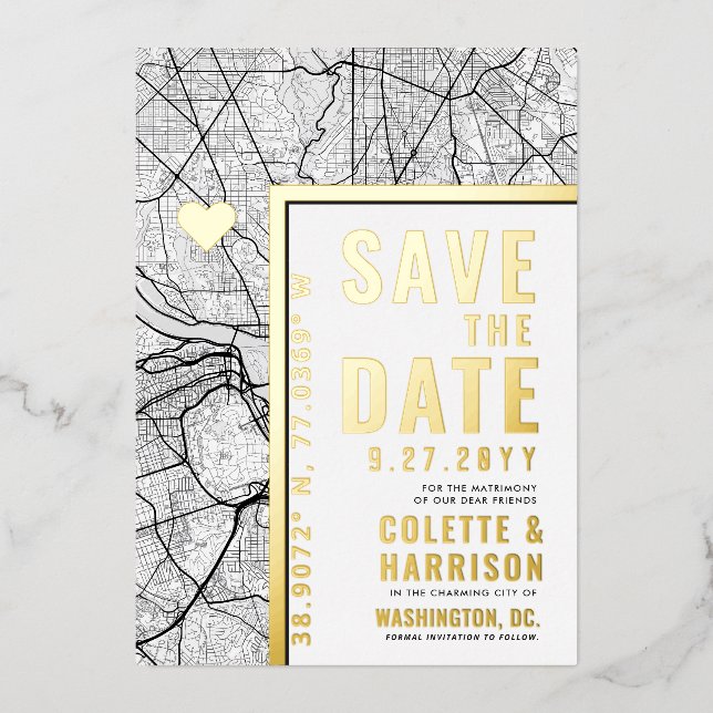 Washington DC Love Locator | Wedding Save the Date (Front)