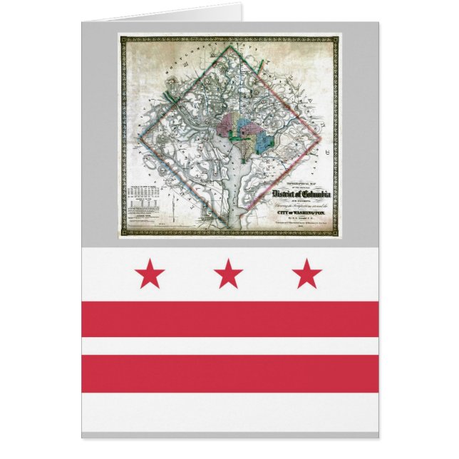 Washington DC  Map and Flag (Front)