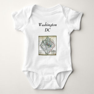 Washington DC Map and Flag Baby Bodysuit