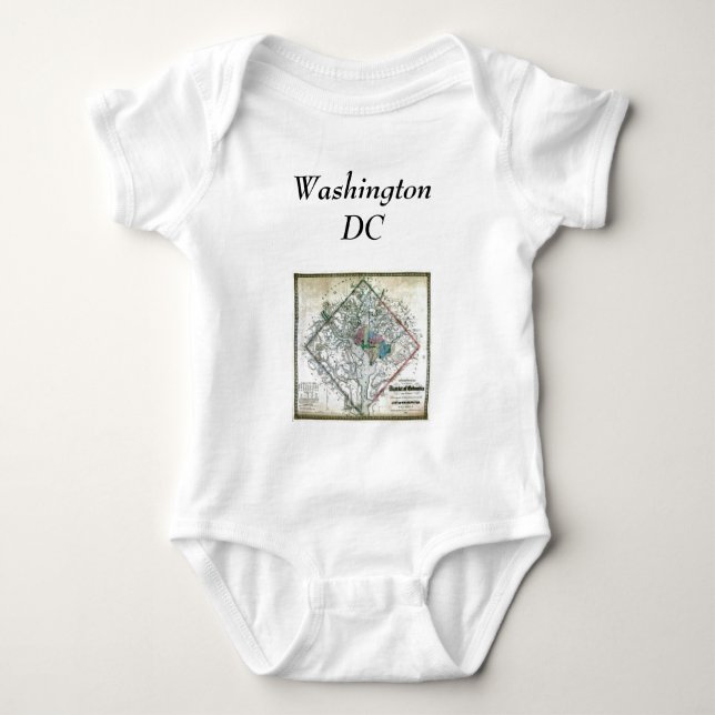 Washington DC  Map and Flag Baby Bodysuit (Front)