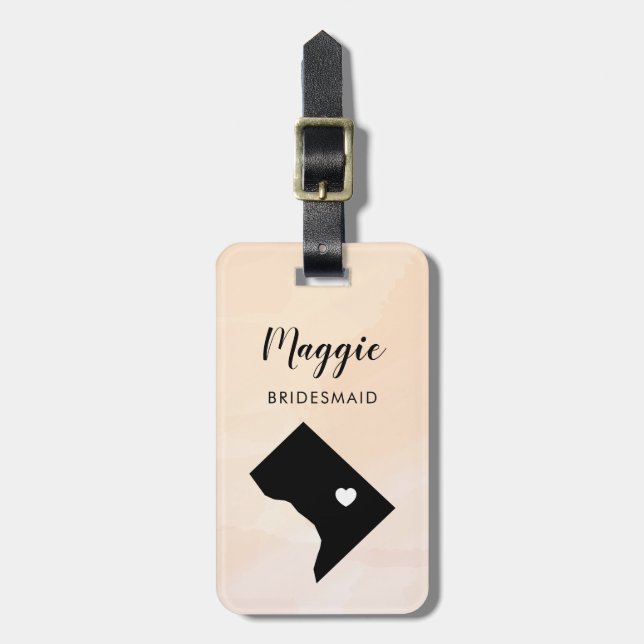 Washington DC Map Luggage Tag, Wedding Party Tag (Front Vertical)