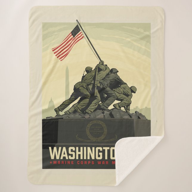 Washington, DC | Marine Corps War Memorial Sherpa Blanket (Front)