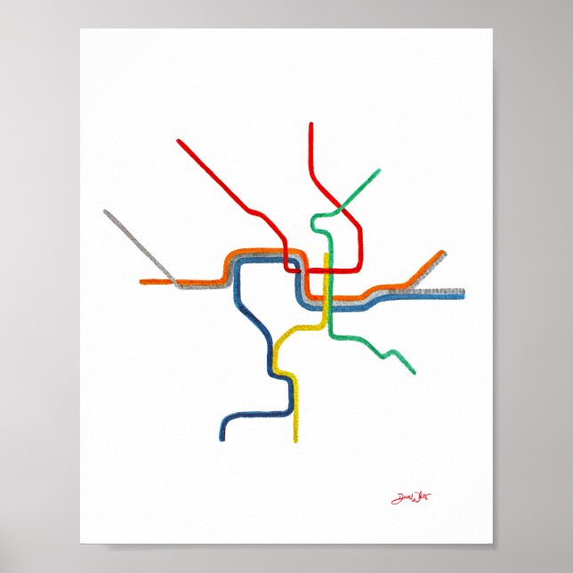 Washington DC Metro Map Art Poster (Front)