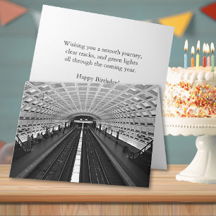 Washington DC Metro Station Rails Birthday Card