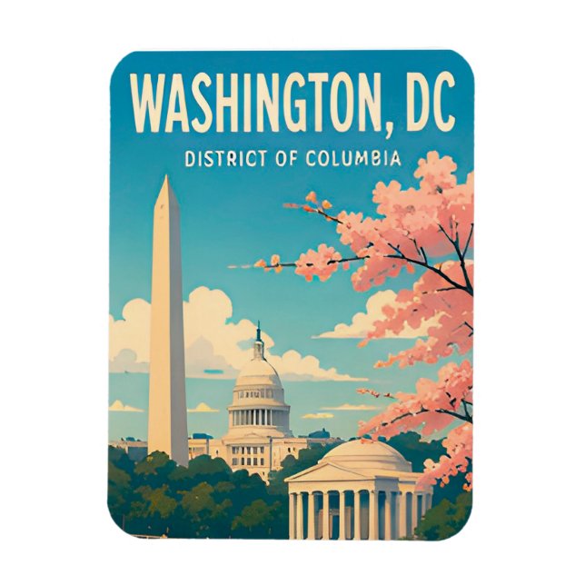 Washington DC Monuments Capitol Skyline Magnet (Vertical)