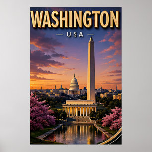 Washington DC Monuments Capitol Skyline Poster