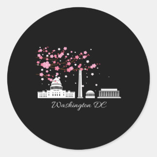 Washington Dc Monuts Memorials Cherry Blossoms Classic Round Sticker