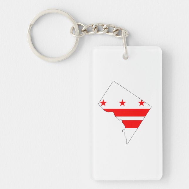 Washington DC Outline Map and Flag Key Ring (Front)