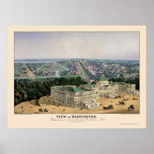 Washington, DC Panoramic Map - 1852 Poster