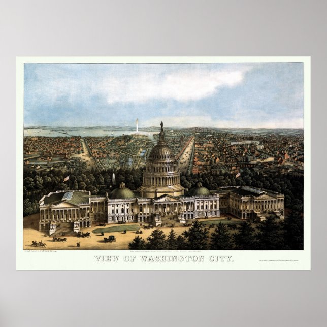 Washington, DC Panoramic Map - 1871 Poster (Front)