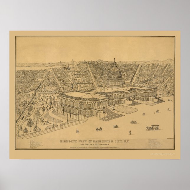 Washington, DC Panoramic Map - 1872 Poster (Front)