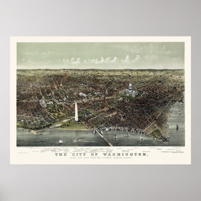 Washington, DC Panoramic Map - 1892 Poster (Front)