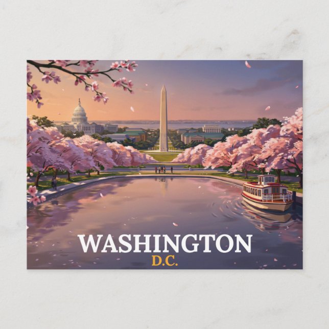 Washington DC Postcard | Cherry Blossom Souvenir (Front)