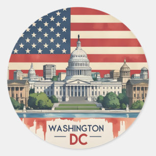 Washington DC Skyline Classic Round Sticker