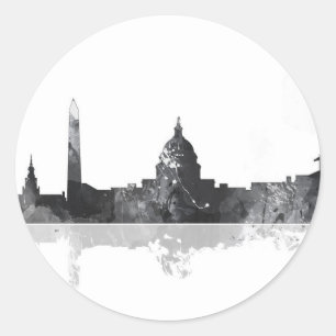 WASHINGTON DC SKYLINE CLASSIC ROUND STICKER
