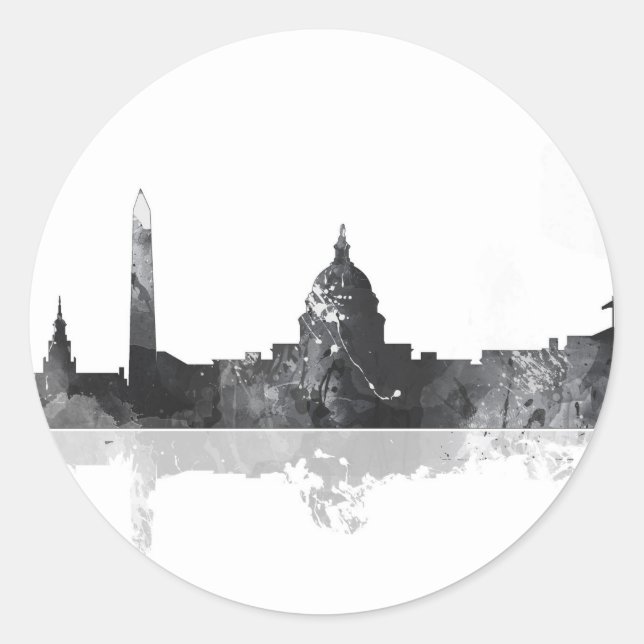 WASHINGTON DC SKYLINE CLASSIC ROUND STICKER (Front)