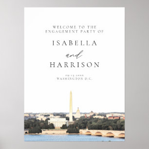 WASHINGTON DC Skyline Engagement Party Welcome Poster