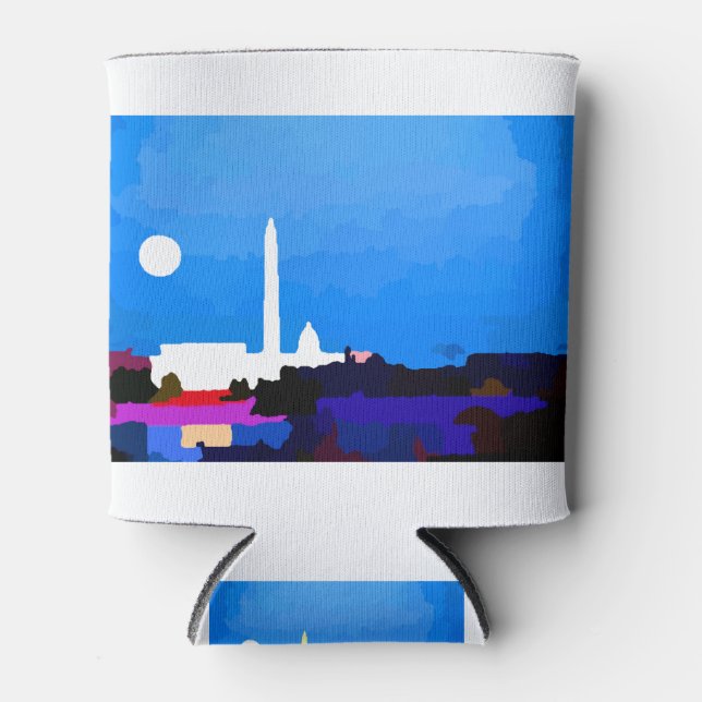 Washington DC Skyline Full Moon Can Cooler (Front)