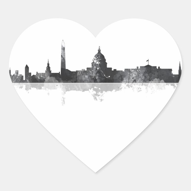 WASHINGTON DC SKYLINE HEART STICKER (Front)