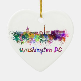 Washington DC skyline in watercolor Ceramic Tree Decoration