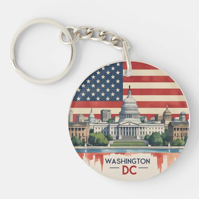 Washington DC Skyline Key Ring (Front)