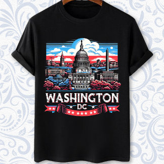 Washington DC Skyline landmarks art T-Shirt